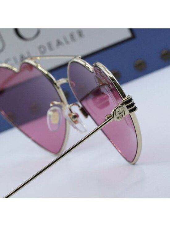 Gucci GG1283S 002 Geometric Sunglasses - Gold\\Cyclamen main image 5